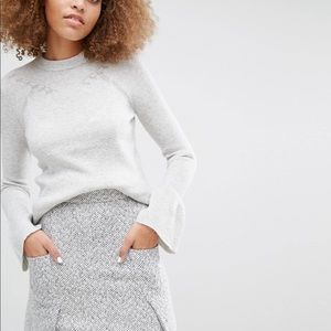 Warehouse Bell-sleeve Heather Grey Pullover